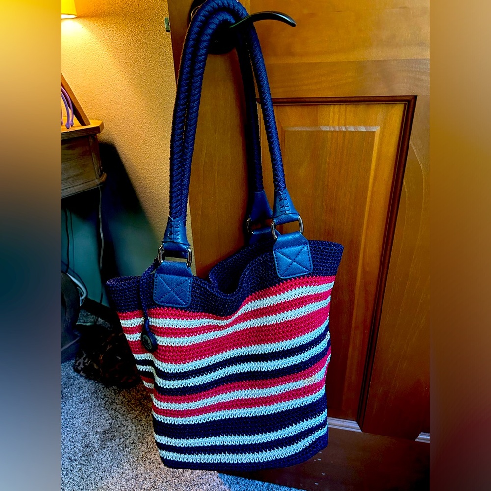 The SAK Vintage, red, white, and blue Americana knit shoulder bag
